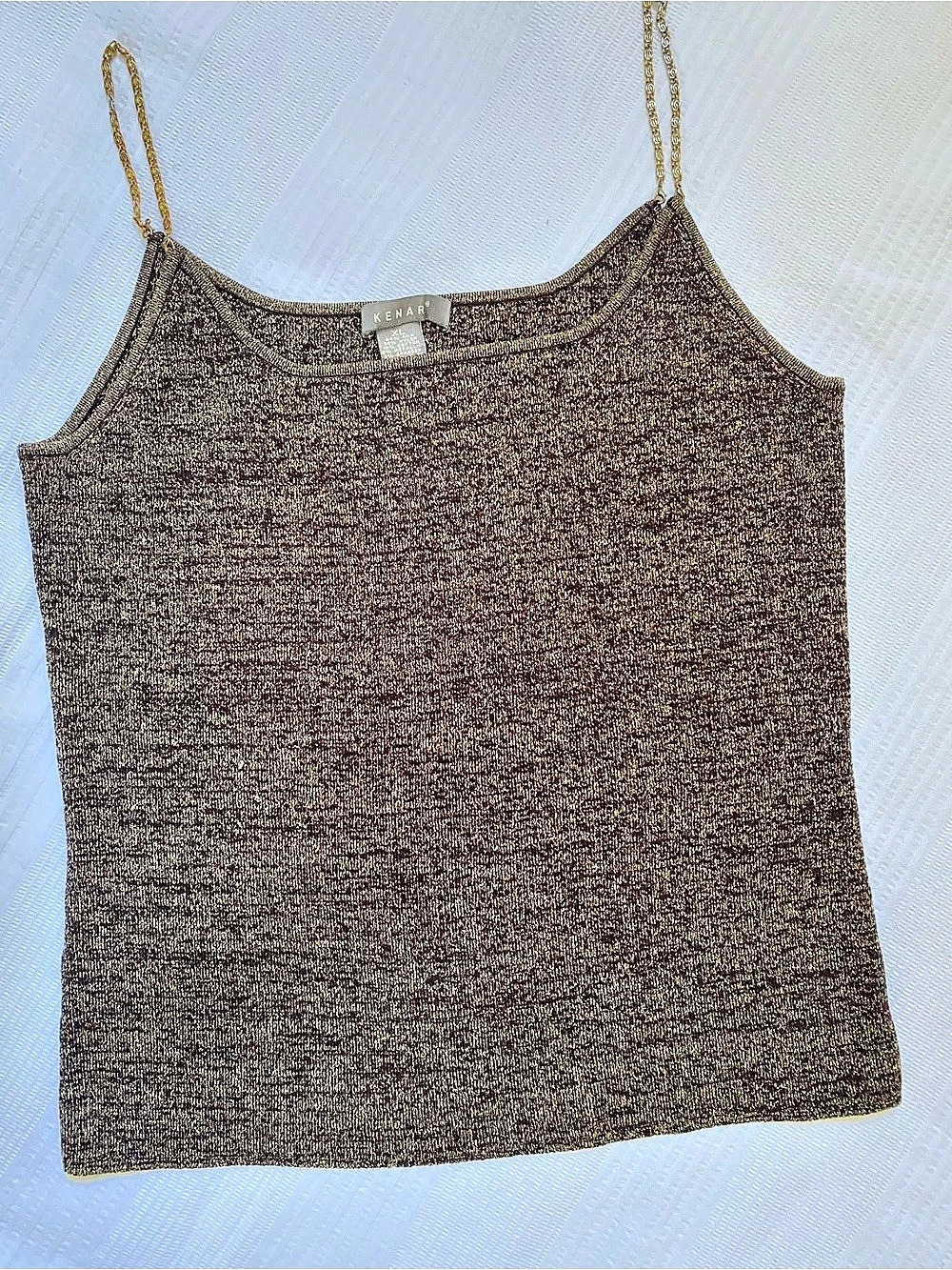 KENAR Metallic Camisole in Brown & Gold Size XL Like New